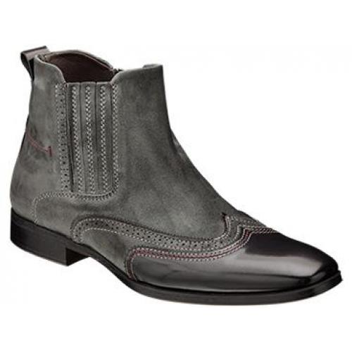 Bacco Bucci "Balboni" Black Genuine Italian Calfskin Suede Leather Ankle Boots